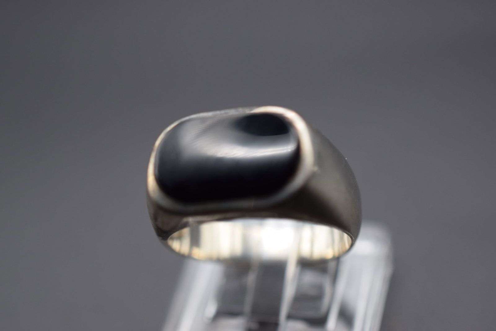 Onyx Ring Vintage Sterling Size 6.75 Lot HK 554: Onyx Ring Vintage Sterling Size 6.75