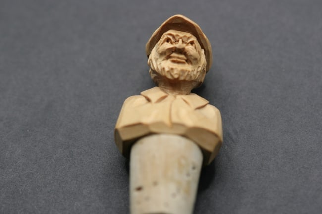St.Jean Port Jolie Carved Wooden Man Figure Cork Vintage Lot 593 (1 of 4)
