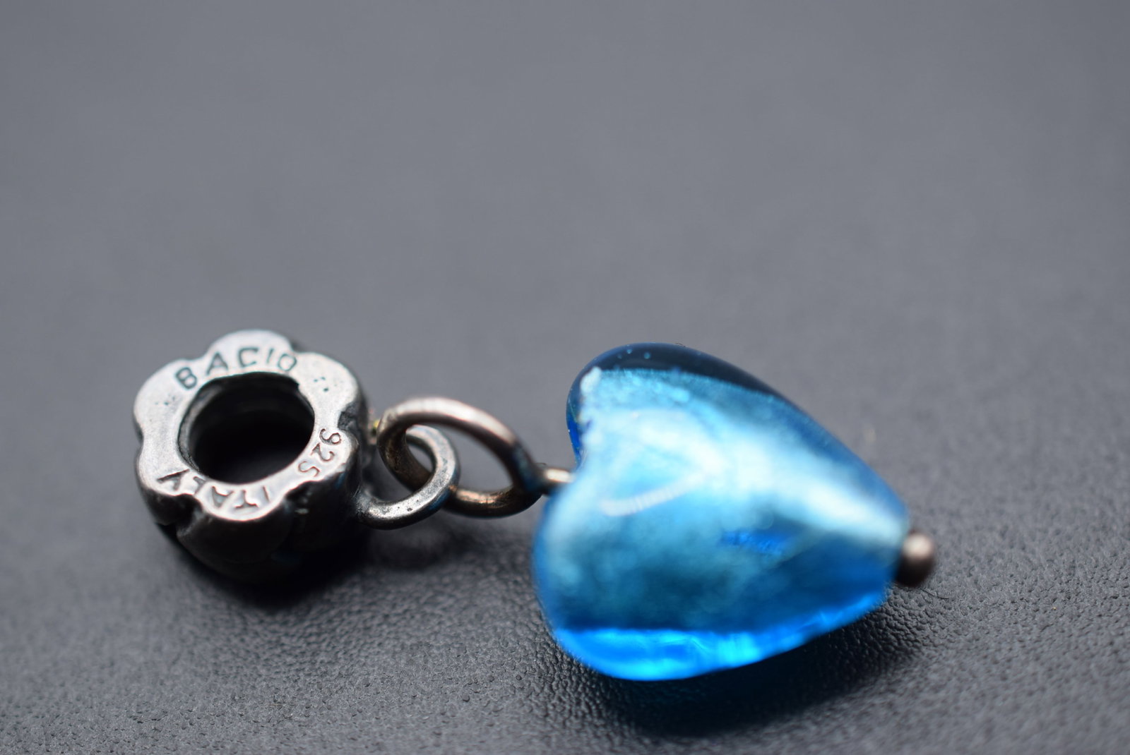 Sterling Heart Blue Blown Glass Pendant for Pandora Chamillia Story more Lot HK 623: Sterling Heart Blown Glass Pendant