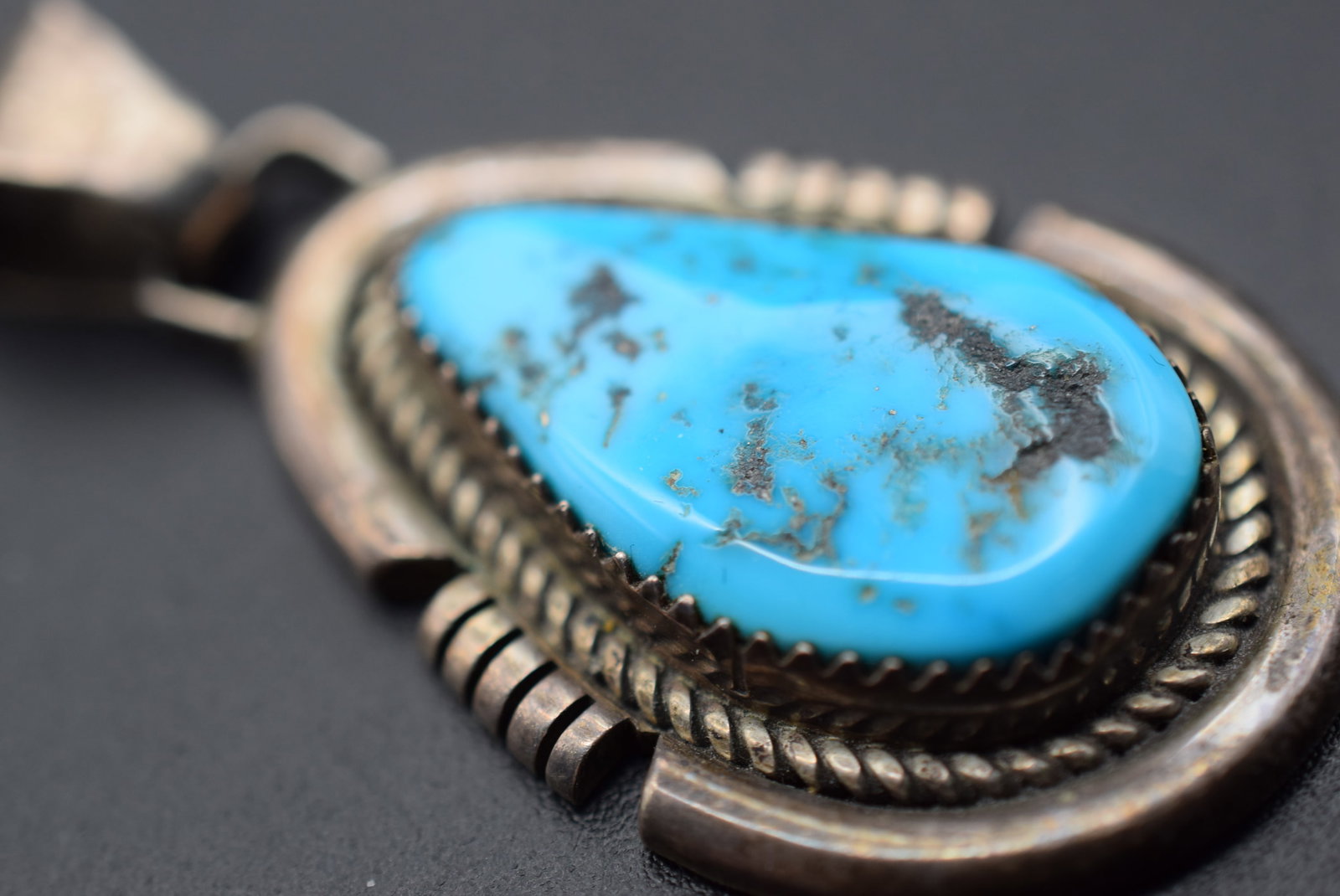 Nez Navajo Sterling Turquoise Pendant Vintage Lot HK 625: Nez Navajo Sterling Turquoise Pendant Vintage