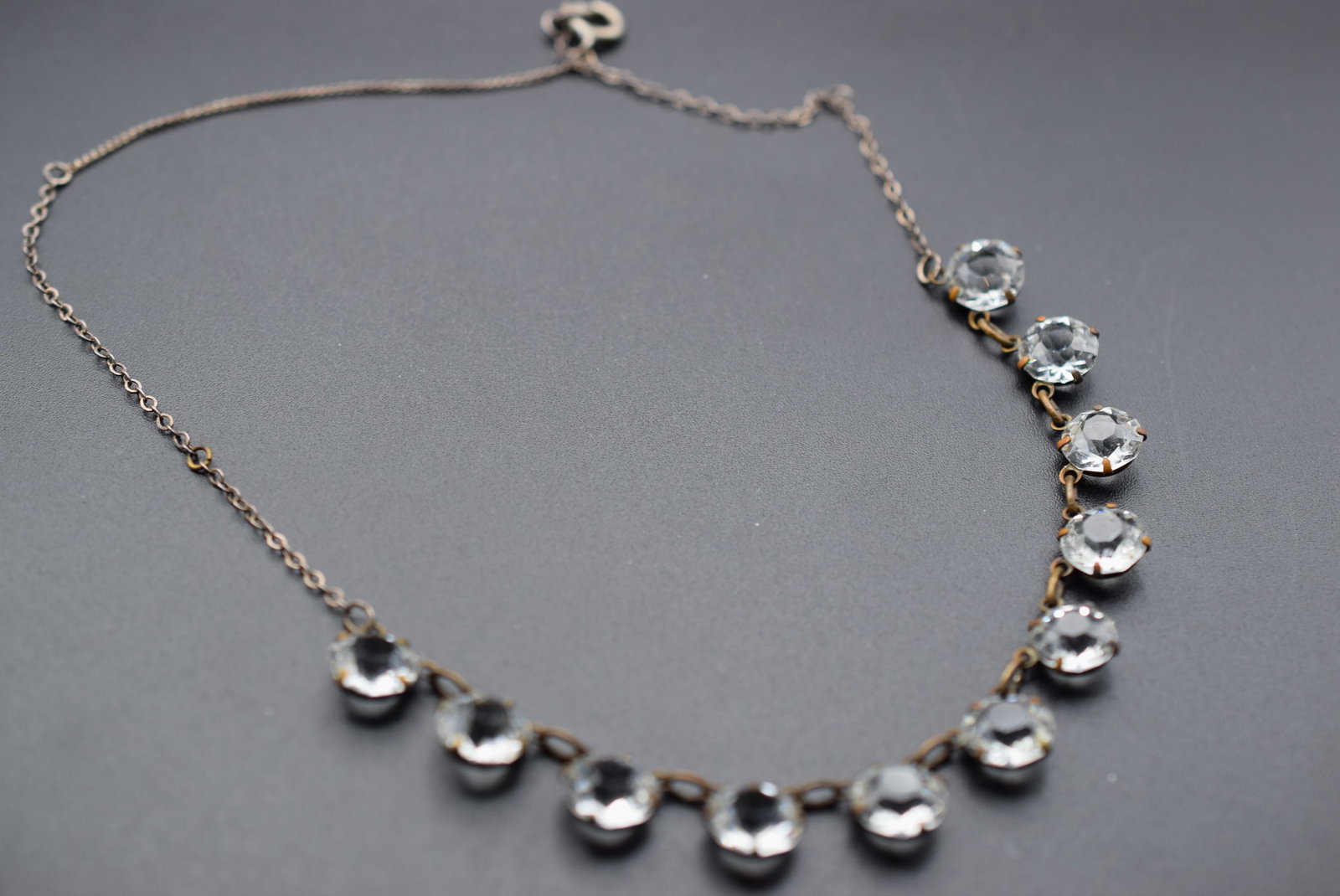 Crystal Old Necklace Vintage Lot HK 686: Crystal Old Necklace Vintage chain came apart in one spot