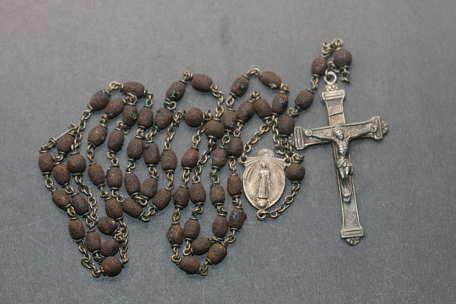 Sterling Rosary MBL Textured Vintage AGED wood Beads Lot 693 (1 of 9)