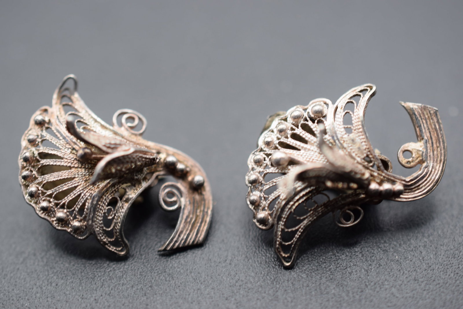 Filigree Clip Sterling Silver 835 Earrings Vintage Lot HK 709 (1 of 2)