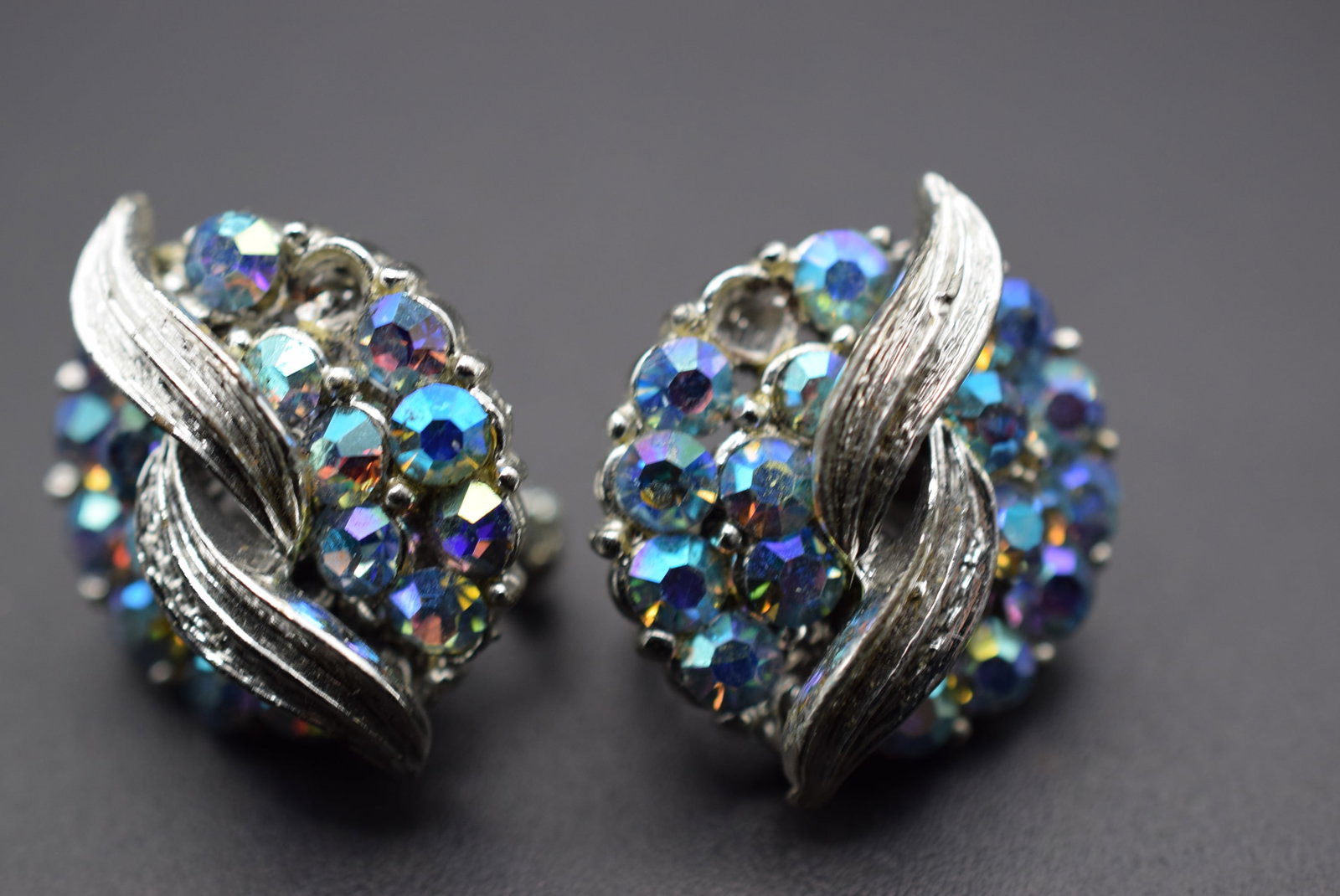 Coro 1940's Clip Rhinestone Earrings Vintage Lot HK 728 (1 of 2)