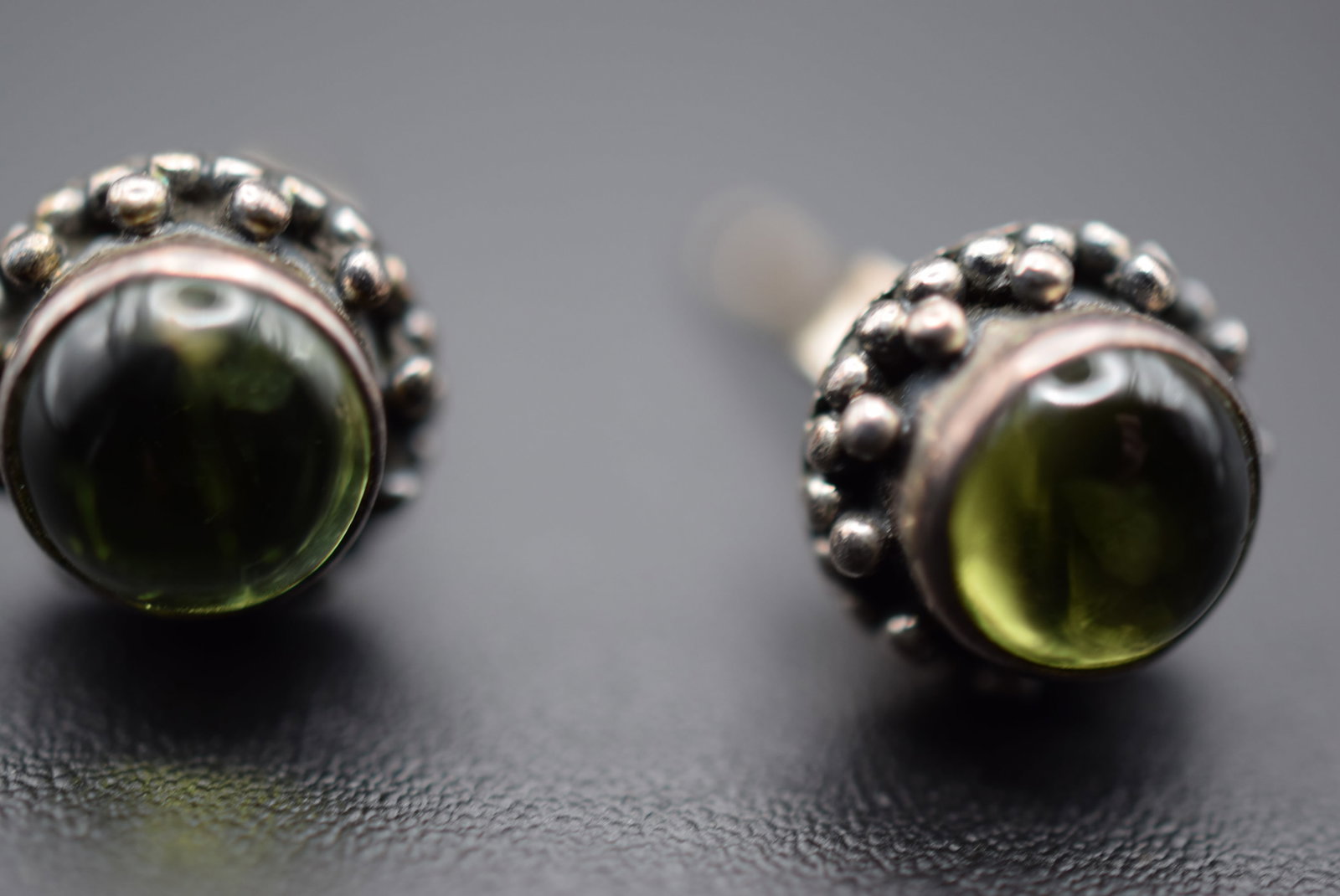 Green Stud Pierced Earrings Vintage Lot HK 747: Green Stud Pierced Earrings Vintage