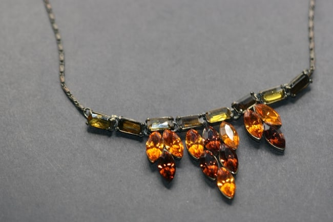 VCLM Rhinestone Necklace Lot 755: VCLM Signed on Hangtag Rhinestone Necklace measures 20" long but can be worn as short as 15" by using the connector links