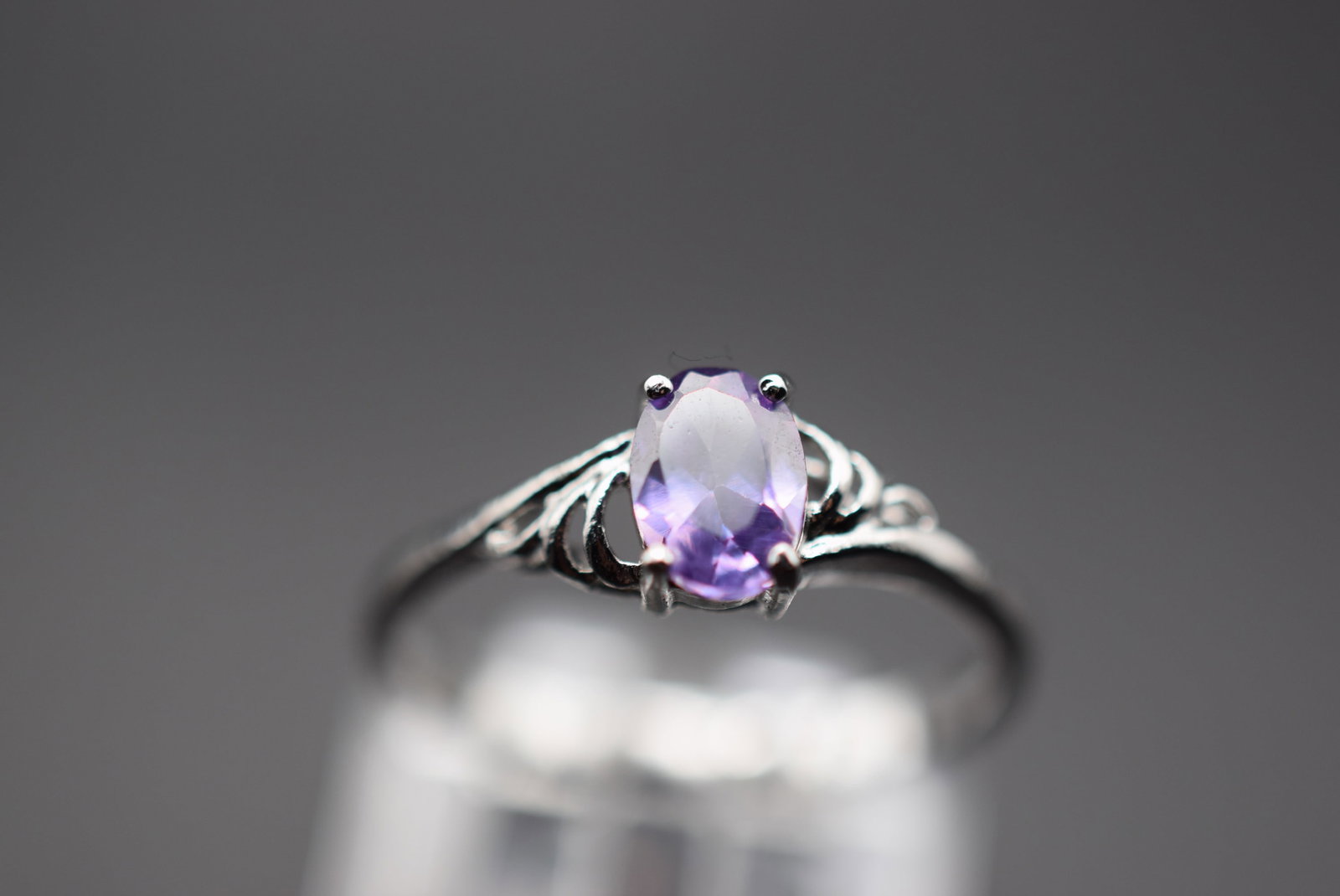 Light Amethyst Ring Vintage Sterling Lot HK 772: Light Amethyst Ring Vintage Sterling