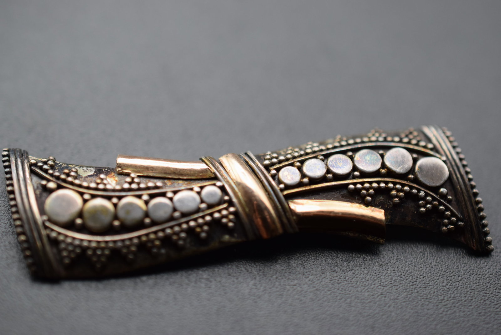 Etruscan Sterling Raised Dots Vintage Brooch Pin Lot EH 774: Etruscan Sterling Raised Dots Vintage Brooch Pin measures 2 1/8" x 5/8" signed VJA weighs 4.68 grams