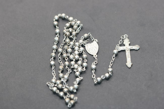 Rosary Silver Ball Bead Miniature Vintage Lot 818 (1 of 2)