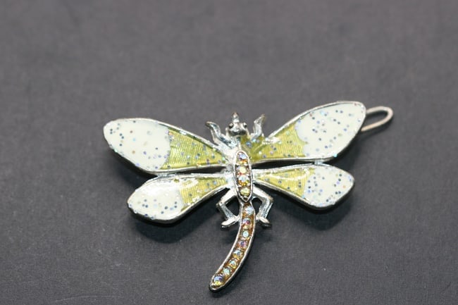 Butterfly Dragonfly Hair Pin Rhinestone Clip Vintage Lot 855: Butterfly Rhinestone Hair Pin Clip Vintage measures 1 3/4" x 1 1/4"