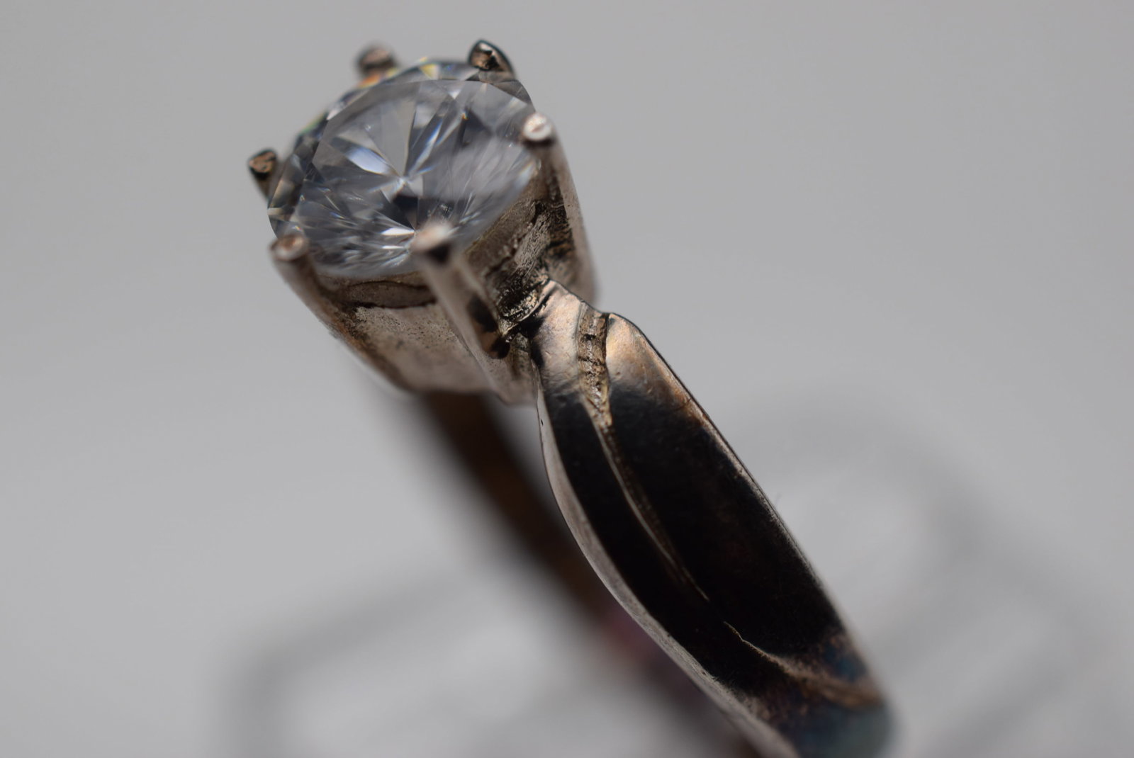 Solitaire CZ Beauty Sterling Silver 925 Vintage Ring Size 5.5 Lot EH 888 (1 of 2)