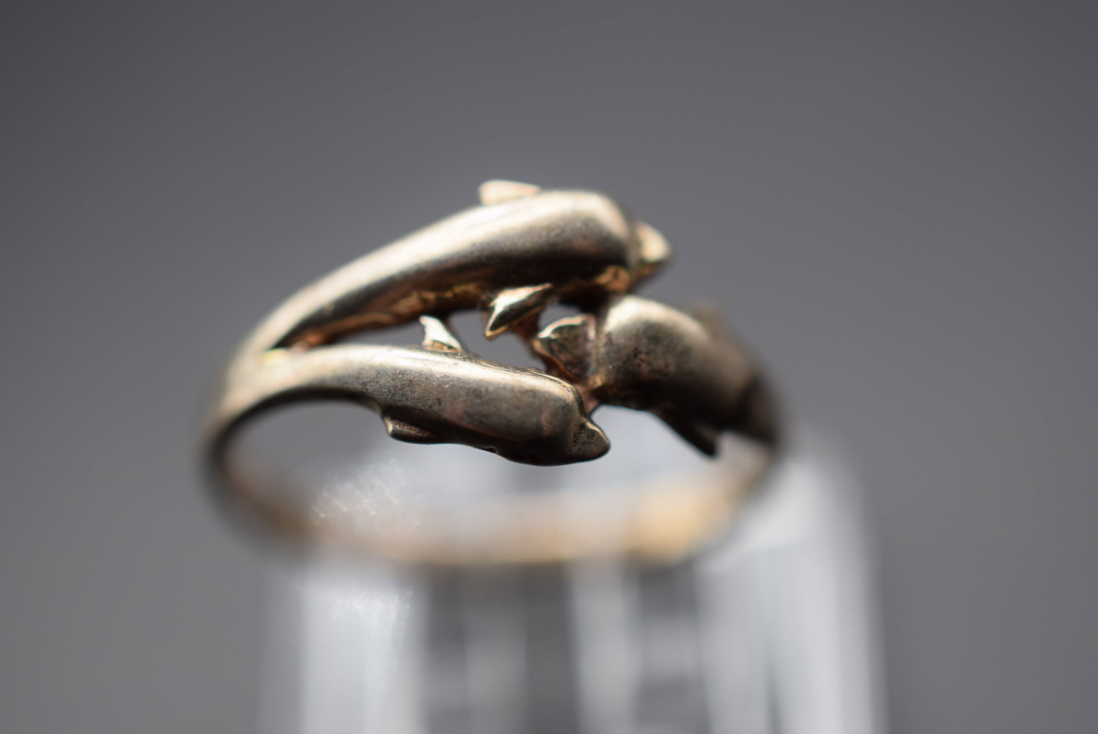 Dolphin Sterling Silver 925 Vintage Ring Size 7.5 Lot EH 926: Dolphin 3 Dolphins playing together Sterling Silver 925 Vintage Ring Size 7.5 top measures 3/8" signed 925 weighs 2.08 grams