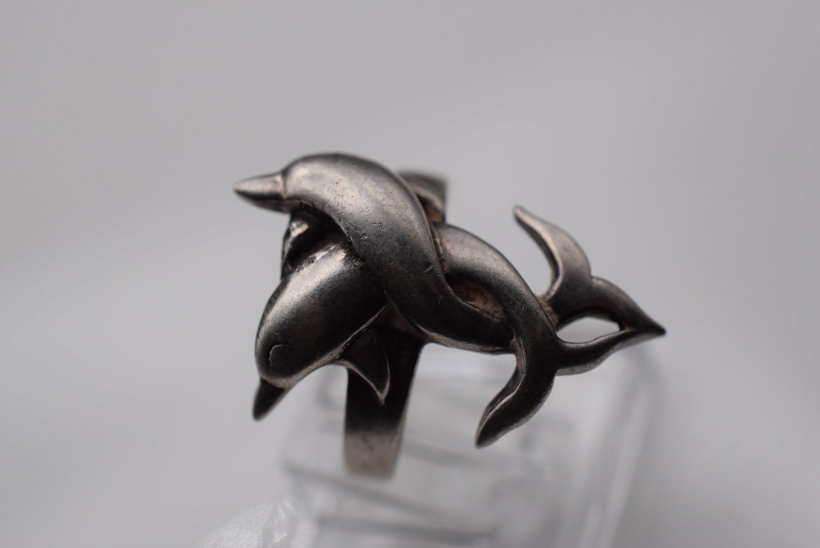 Dolphin Celtic Sterling Silver 925 Vintage Ring Size 5.75 Lot EH 970: Dolphin Celtic Sterling Silver 925 Vintage Ring Size 5.75 Top measures 1" signed 925 weighs 4.43 grams