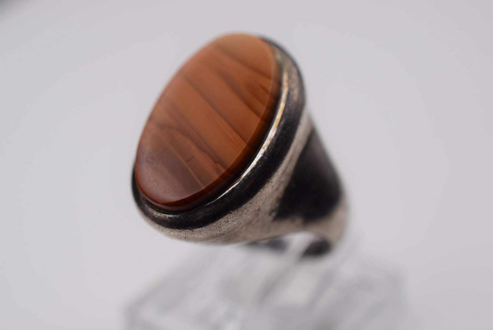 Tigers Eye Sterling Silver 925 Vintage Ring Size 4 Lot EH 1009: Tigers Eye Sterling Silver 925 Vintage Ring Size 4 top measures 7/8" signed Sterling weighs 10 grams