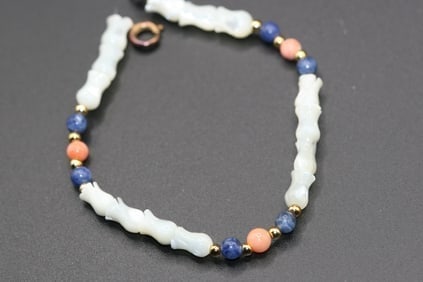 Lapis Coral Mother Pearl Bracelet Lot 1088 (1 of 1)