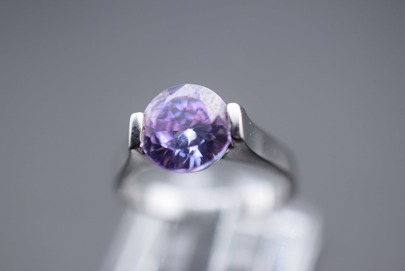 Amethyst Solitaire Beauty Cocktail Sterling Silver 925 Vintage Ring Size 7 Lot EH 1141 (1 of 3)
