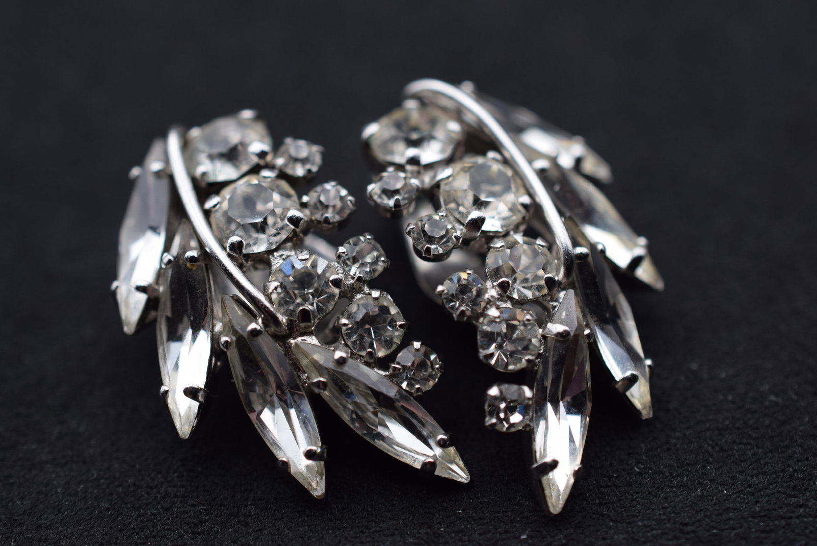 Sherman Rhinestone Clip Earrings Vintage Signed Lot EH 1185: Sherman Rhinestone Clip Earrings Vintage Signed Sherman