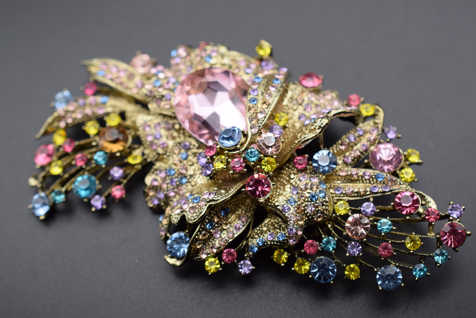 Massive 5" Rhinestone Brooch Pin Pendant Vintage Outstanding Lot EH 1228 (1 of 5)