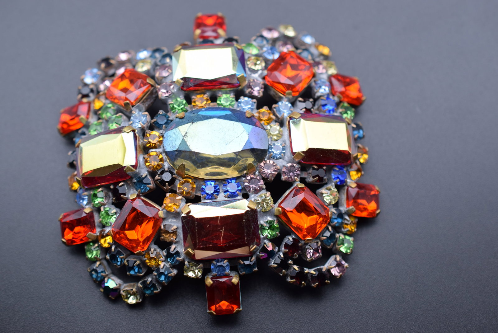 Massive Bijoux MG Rhinestone Brooch Pin Vintage 3 1/2" Lot EH 1229 (1 of 5)