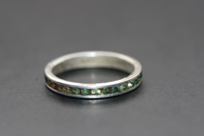 Citrine Rhinestone Eternity Band Ring Sterling Silver 925 Size 7.5 Lot 1237: Citrine Rhinestone Eternity Band Ring Sterling Silver 925 Size 7.5 signed inside 925