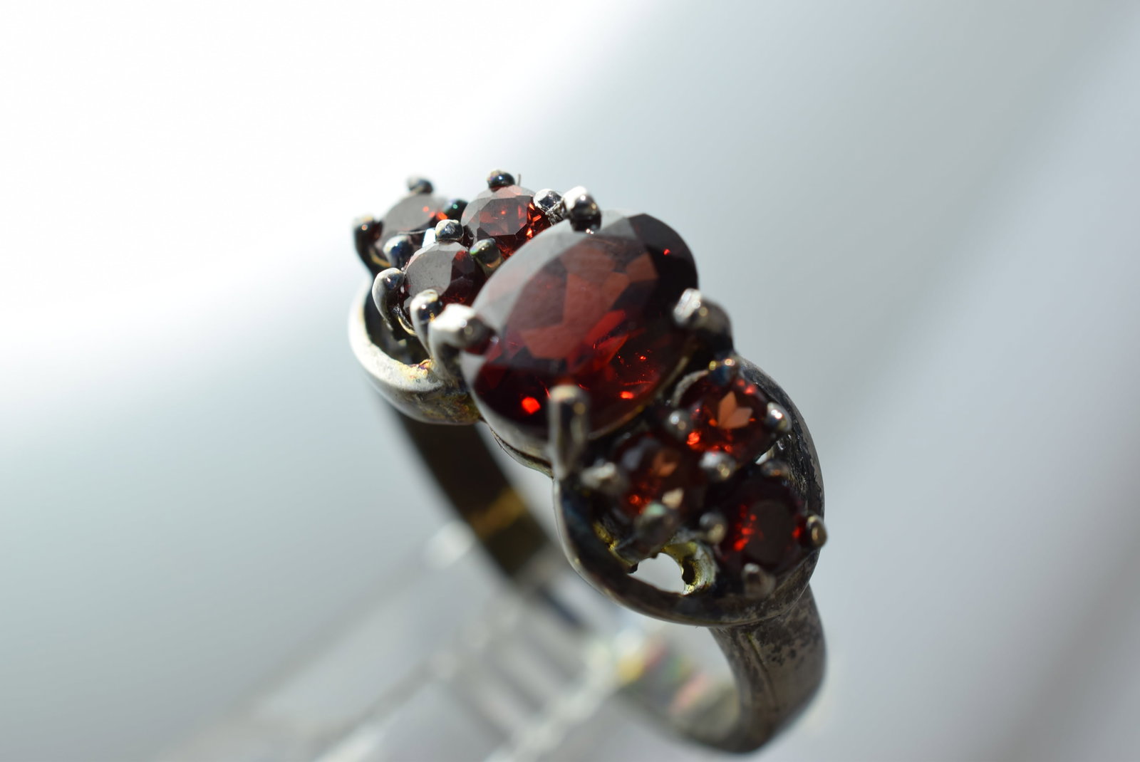Garnet Rhinestone Sterling Vintage Ring Size 5.75 Lot IL 86 (1 of 2)