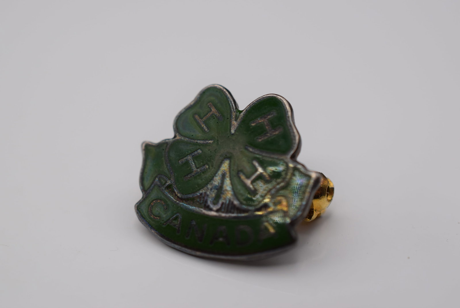 Sterling Enamel Green Clover 4 Leaf Canada HHHH Vintage Pin Lot Fi 210 (1 of 3)