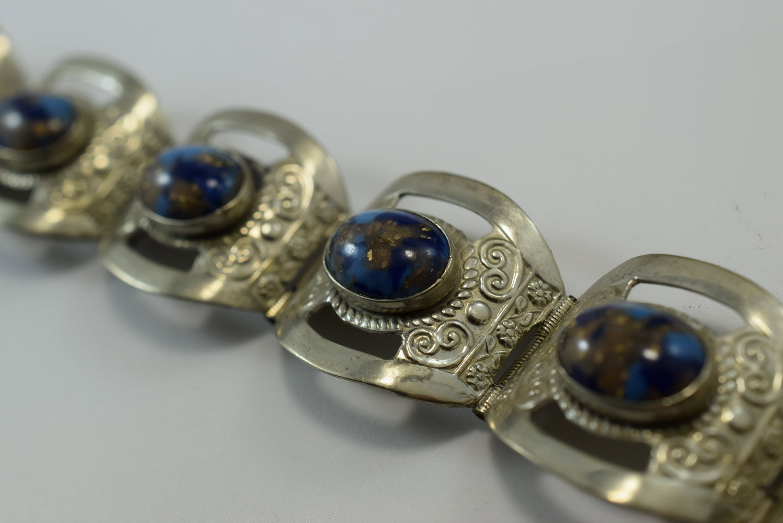 Faux Lapis Sterling 28 Grams Bracelet Lot IL 276: Faux Lapis Sterling 28 Grams Bracelet measures 6 5/8" Long