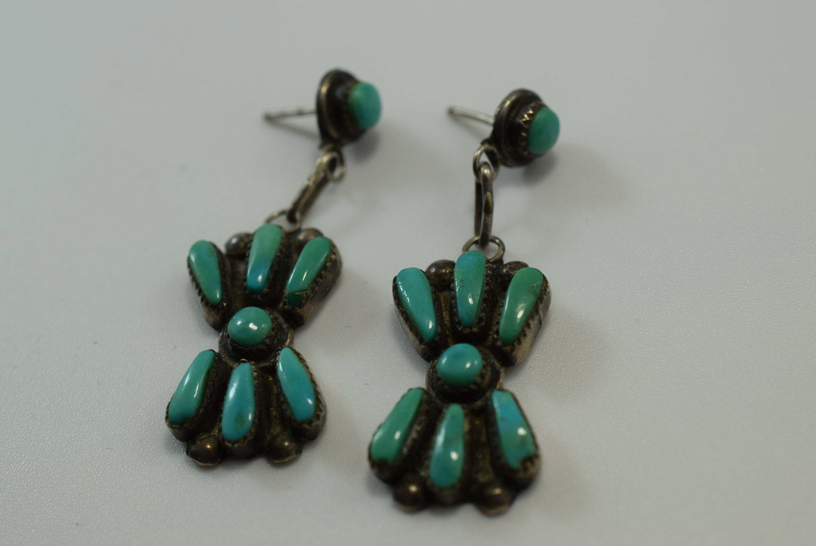 Sterling Turquoise Pierced Earrings Southwest Navajo Lot IL 308: Sterling Turquoise Pierced Earrings Southwest Navajo no backing Butterflies