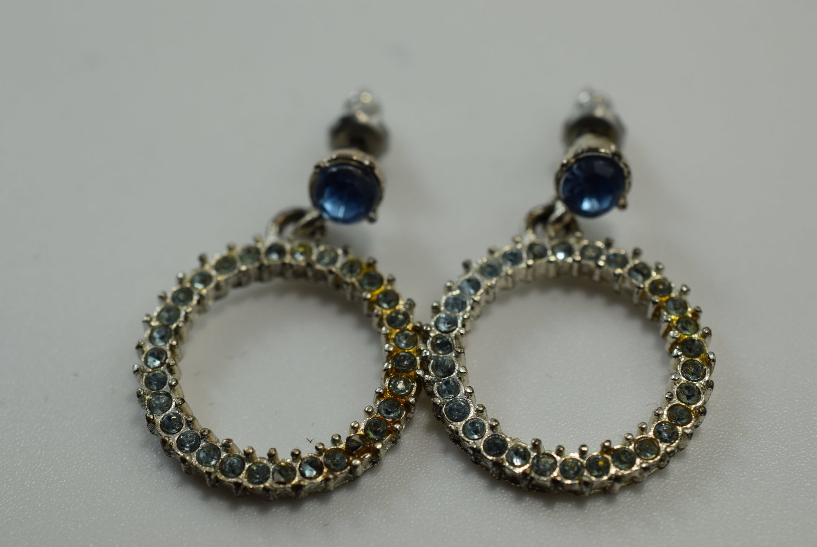 Pierced Earrings Rhinestone Hoops 3/4" Lot IL 310: Pierced Earrings Rhinestone Hoops 3/4" wide