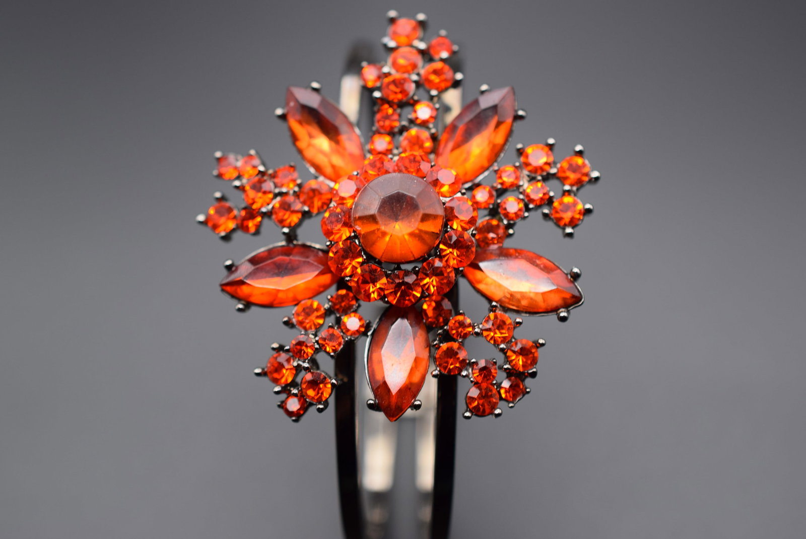 Orange Orange Orange Rhinestone Clamper Cuff Bracelet Vintage Lot Fi 324 (1 of 3)