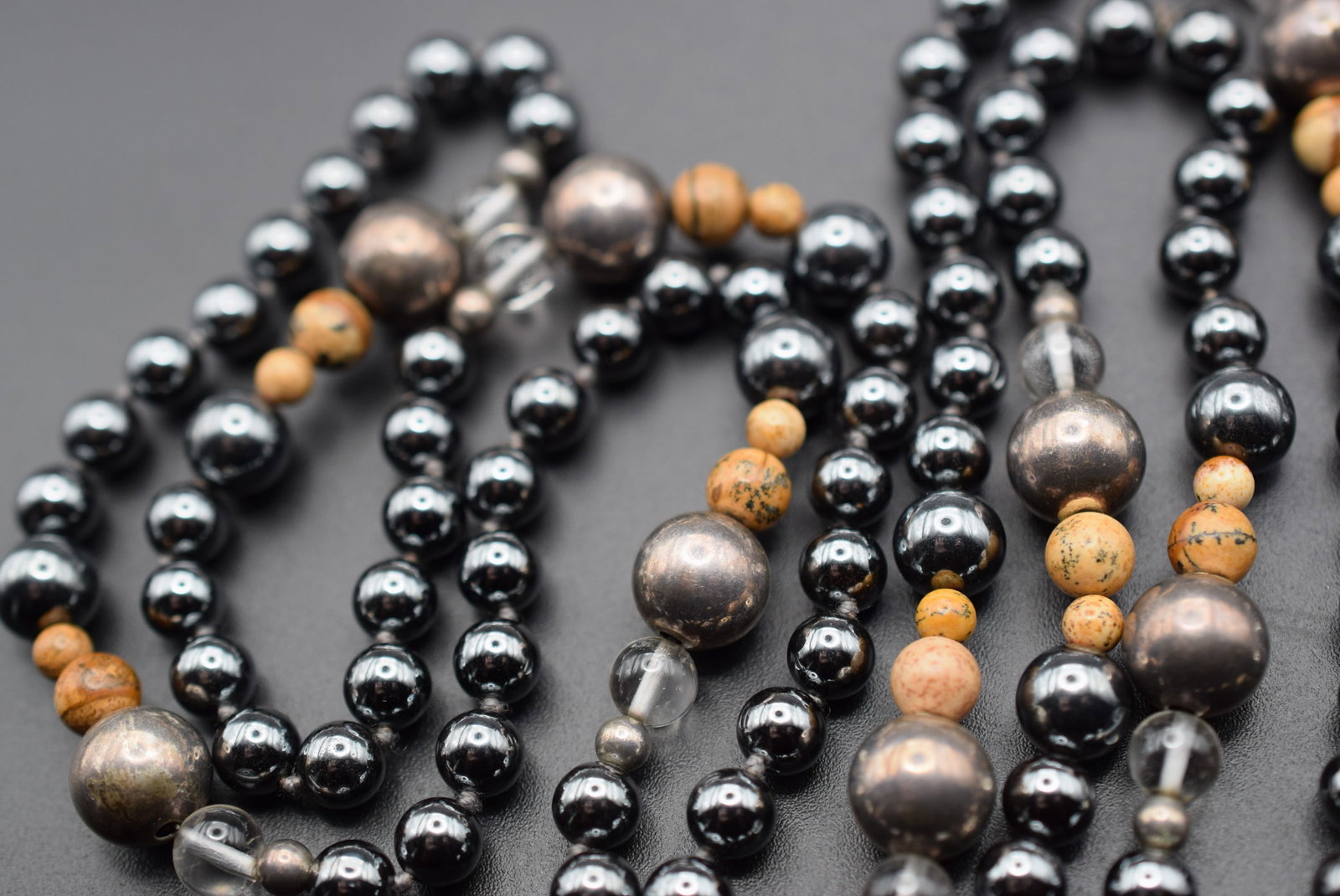 Tiger's Eye Hematite Silver Necklace Vintage Lot Fi 327 (1 of 2)