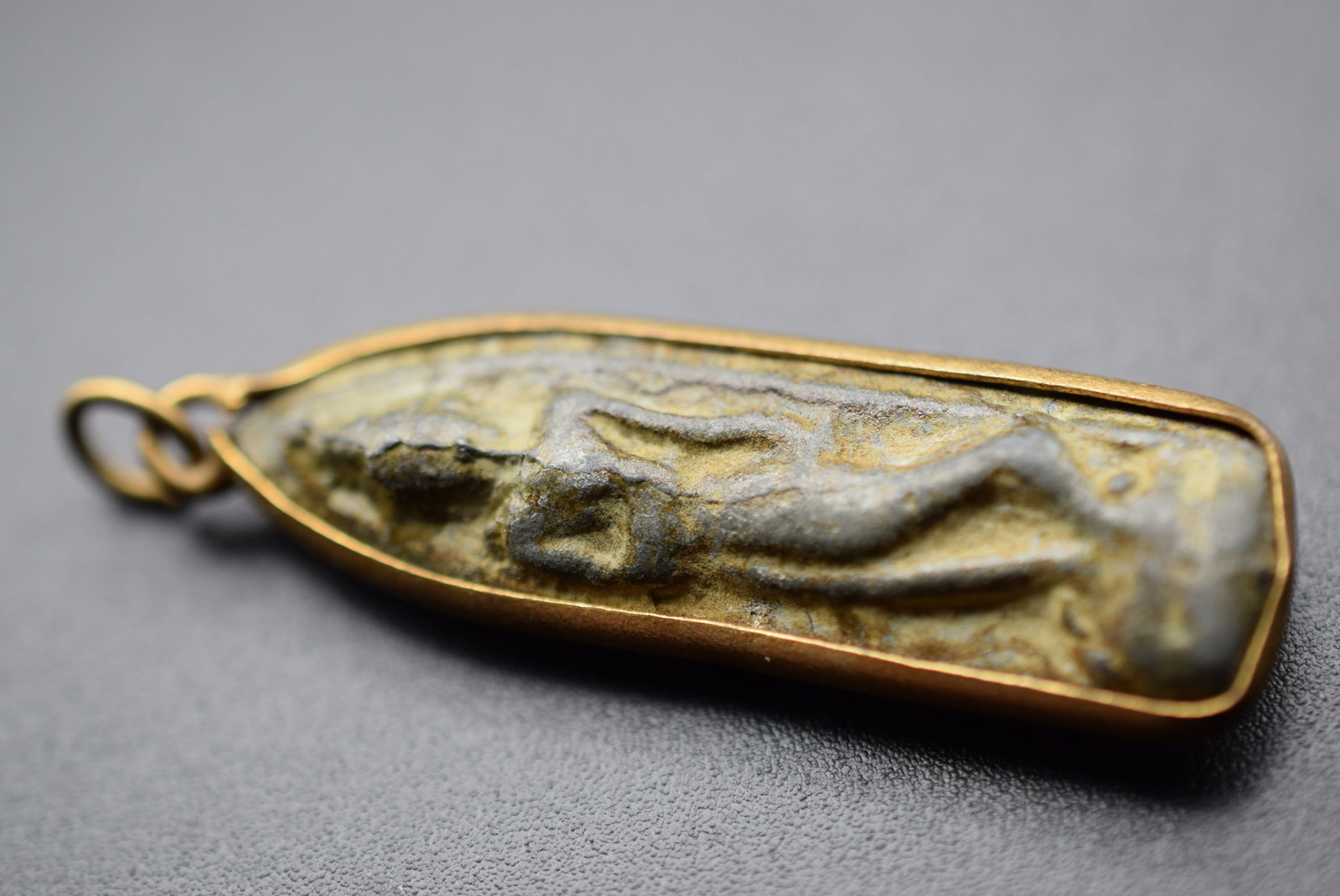 Egyptian Edwardian Stone Pendant Lot#CF 328: Egyptian Edwardian Stone Pendant measures 1 3/4" x 1 5/8"