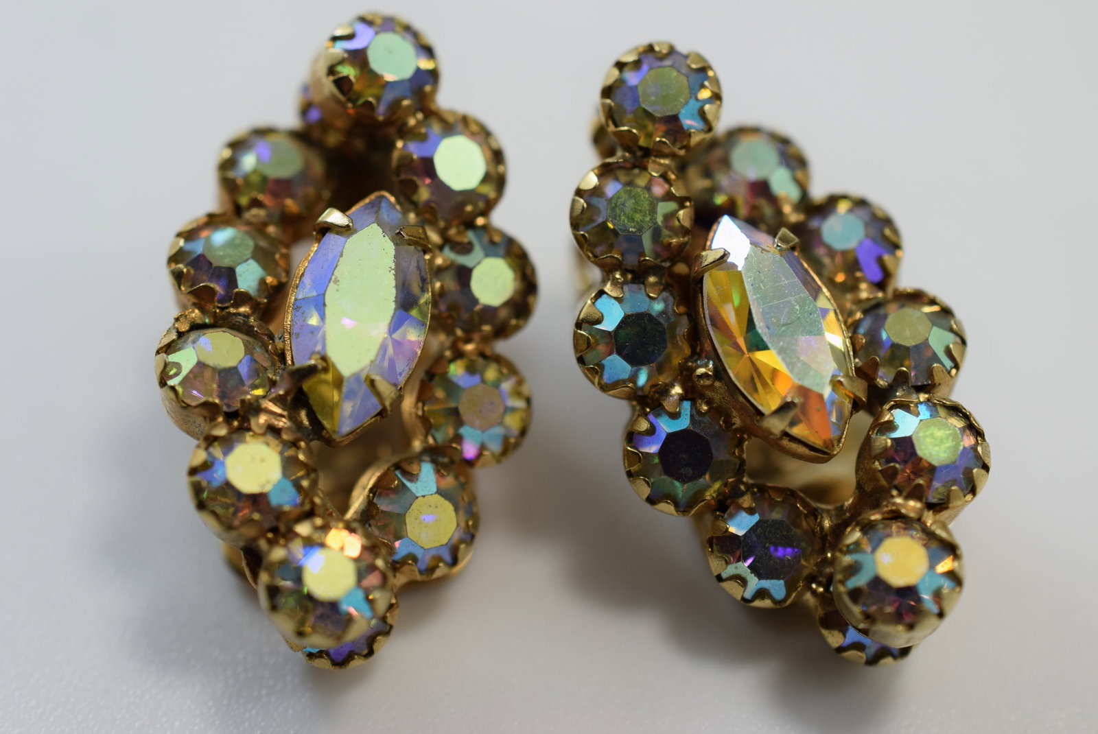 Continental Rhinestone Clip Earrings Signed measures 1" Lot IL 370: Continental Rhinestone Clip Earrings Signed measures 1"