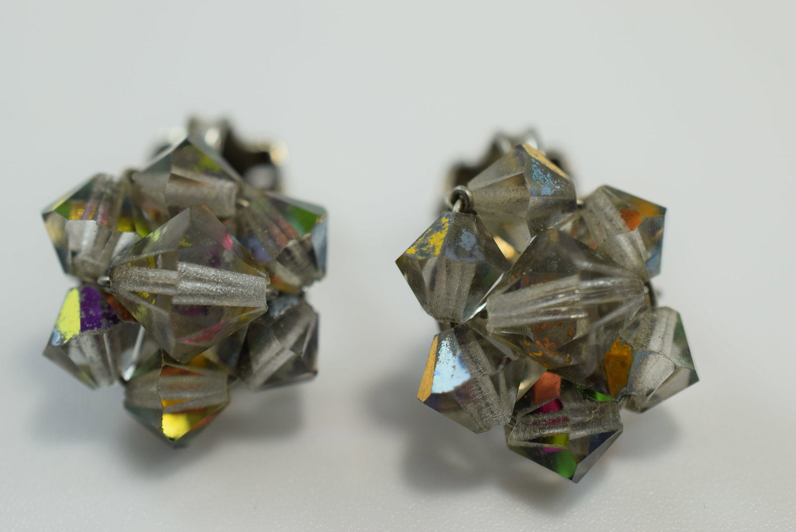 Crystal Clip Vintage Earrings Lot IL 382: Crystal Clip Vintage Earrings