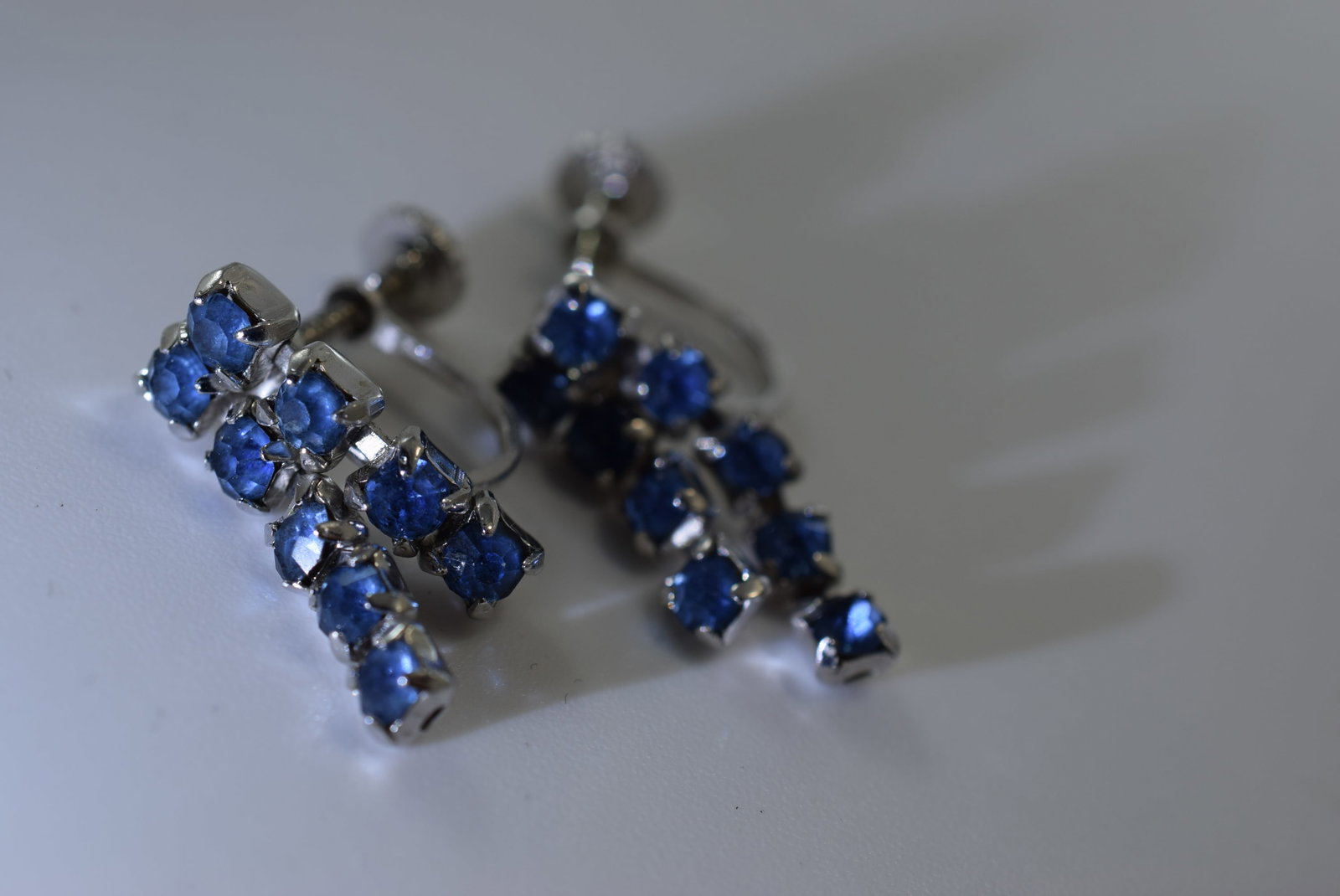 Blue Rhinestone Screw Back Earrings Lot IL 391: Blue Rhinestone Screw Back Earrings
