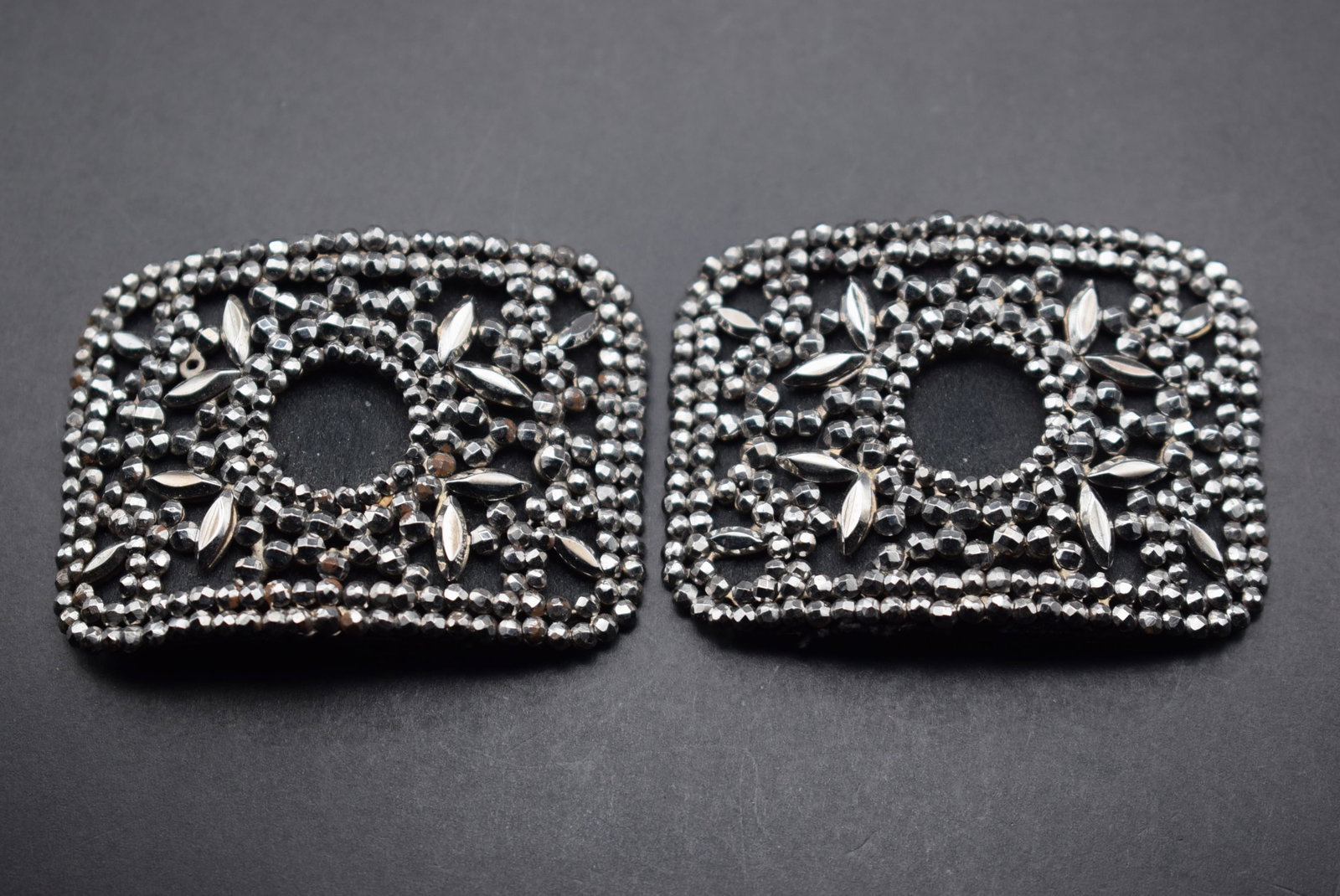 Skinner's Vintage Pair Shoe Buckles Cut Steel Lot 402: Skinner's Vintage Pair Shoe Buckles Cut Steel measures 2 1/2" x 1 7/8" each