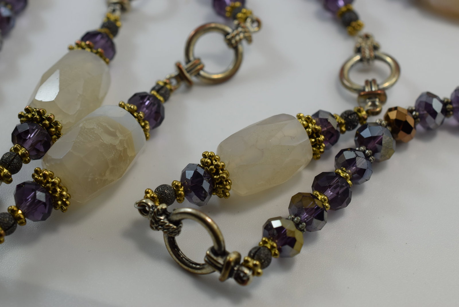 Mariam Collection Sautoir Necklace All Gem and Crystal and Quartz Lot IL 435: Mariam Collection Sautoir Necklace All Gem and Crystal and Quartz 38" Signed on Hang Tag on Clasp