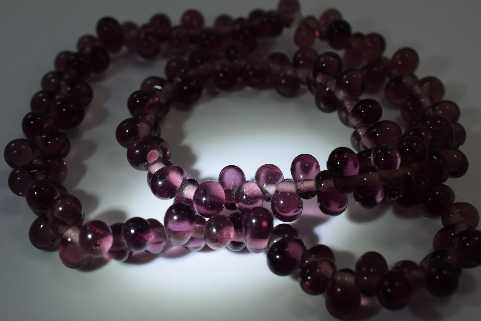 Amethyst Color Glass unstrung 17" long Lot IL 484: Amethyst Color Glass unstrung 17" long