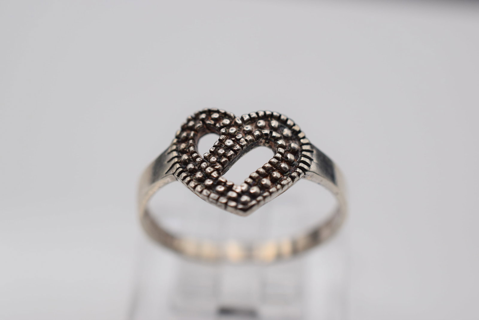 Heart Sterling Silver Raised Hammered Dots Sterling Silver 925 Size 7.75 Lot Fi 494 (1 of 2)