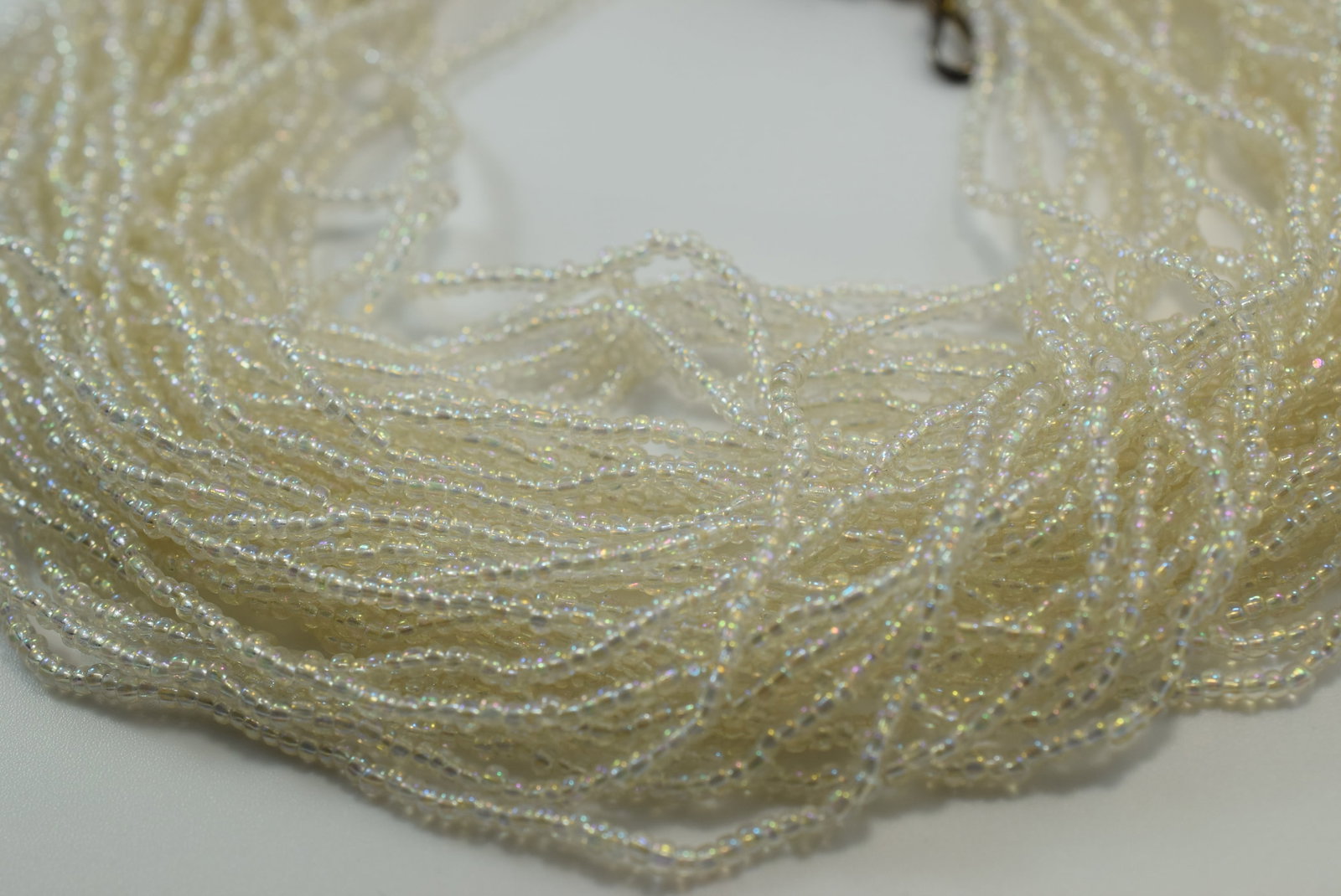 37 Strand White Bead Summer Necklace 17 1/4" Lot IL 534 (1 of 2)