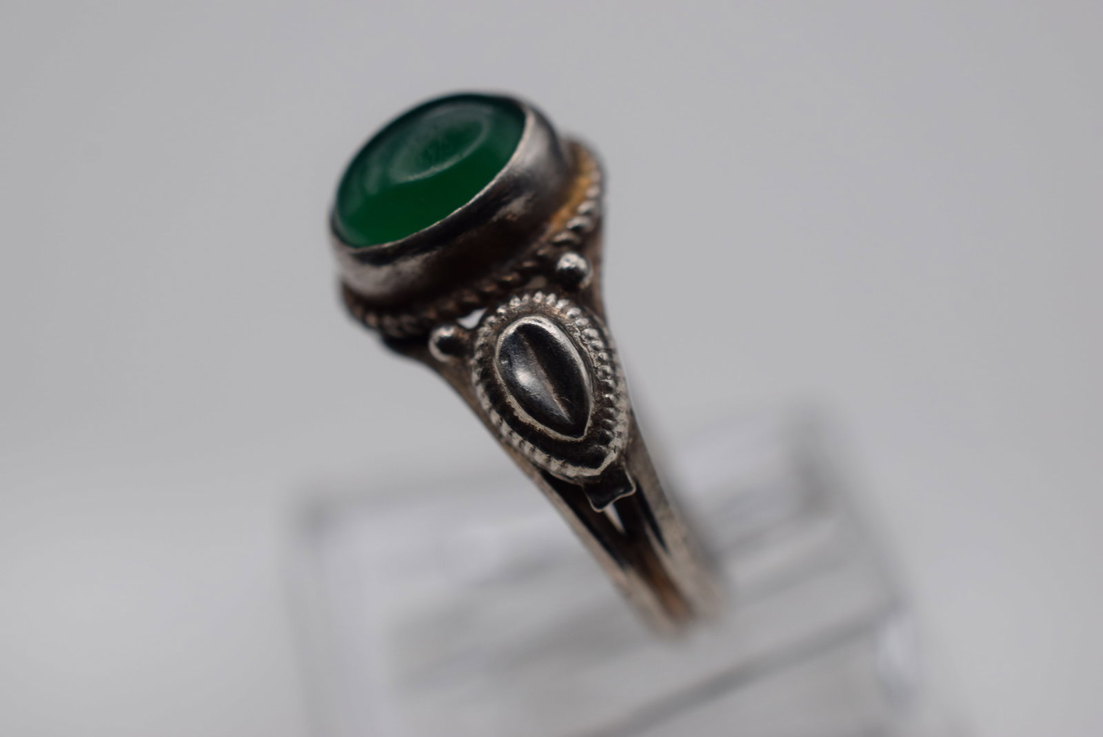 Sterling Green Onyx Silver 925 Ring Size 4 Lot Fi 615: Sterling Green Onyx Silver 925 Ring Size 4