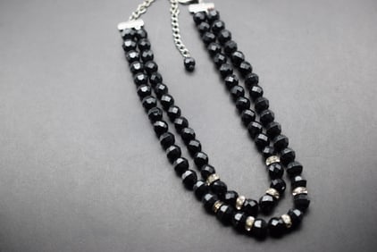 Black Crystal Necklace Vintage Lot 622 (1 of 3)