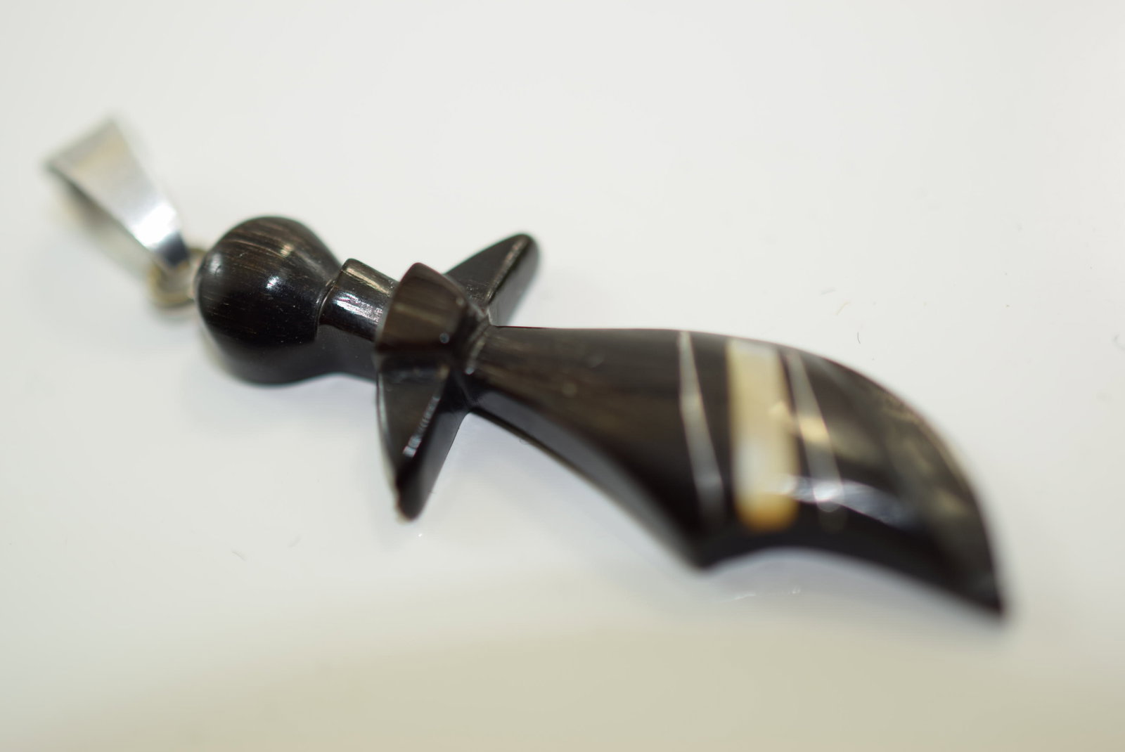 Dagger Mother Pearl Pendant 1 1/2" Lot IL 628 (1 of 3)