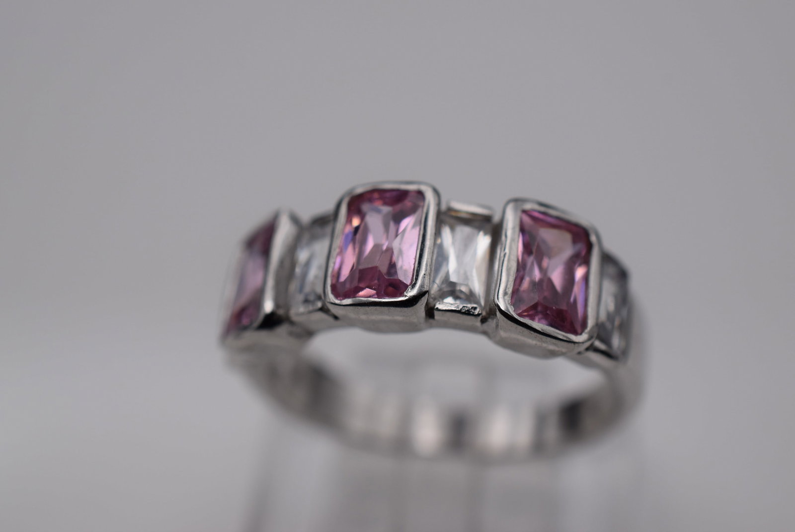 Pink CZ Sterling Silver 925 Ring Size 6.5 Lot Fi 678 (1 of 2)