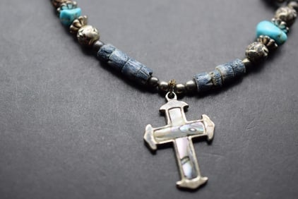 Cross Necklace MOP Mother of Pearl Abalone Turquoise Lot 707 (1 of 3)