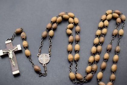 Bethlehem Rosary Vintage Wood Prayer Beads Lot 712 (1 of 2)