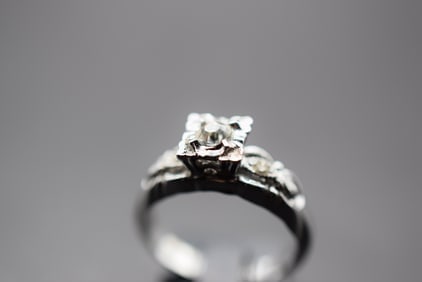 14K Gold Filled Sterling Solitaire CZ Ring Vintage Size 5 Lot 762 (1 of 3)