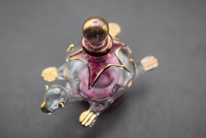 Turtle Blown Glass Perfume Bottle Lot 815: Turtle Blown Glass Perfume Bottle measures 2 3/4" x 2 1/2"