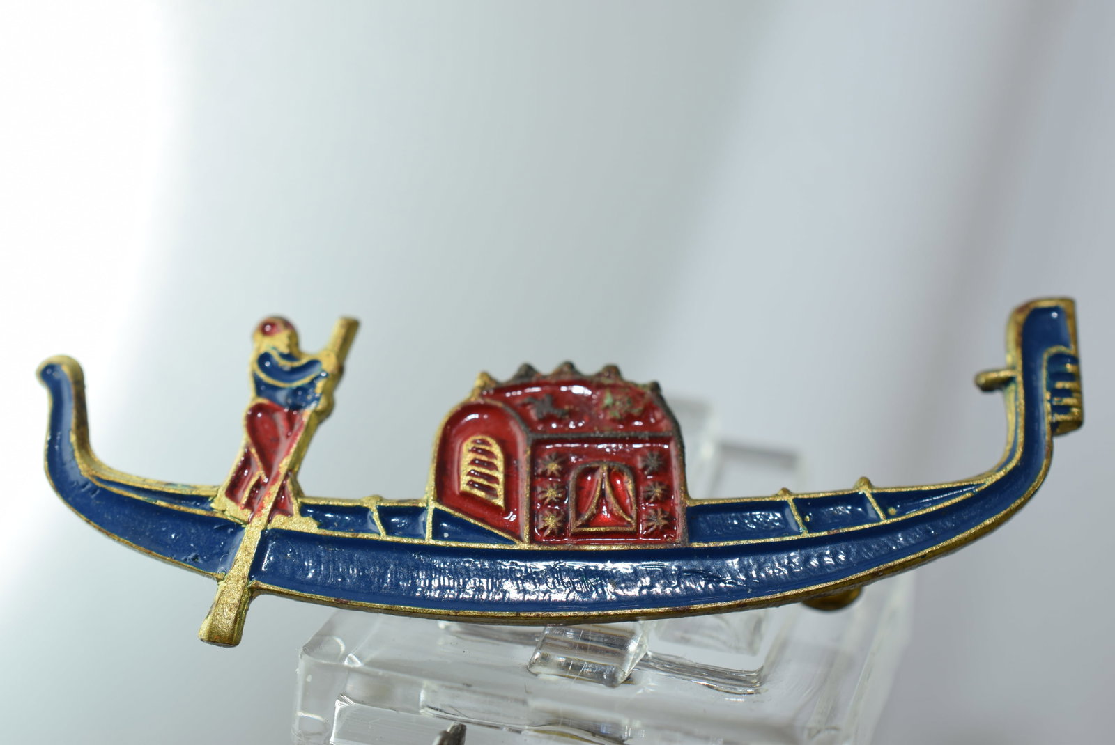 Enamel Dragon Boat Long Vintage Brooch Pin 1 3/4" Lot IL 826 (1 of 2)
