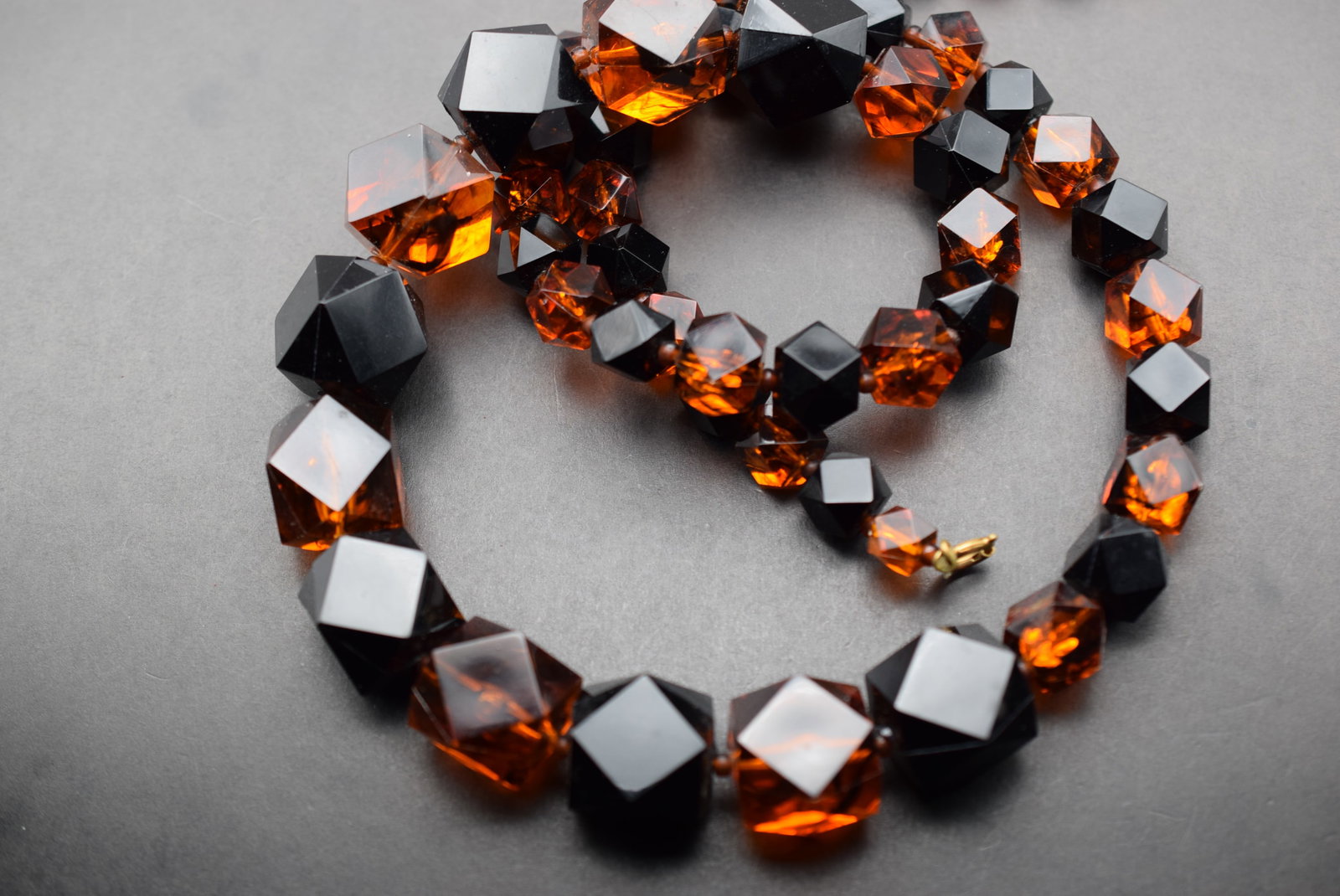 Cognac and Black Chunky Synthetic Necklace 31" long Lot 846: Cognac and Black Chunky Synthetic Necklace 31" long